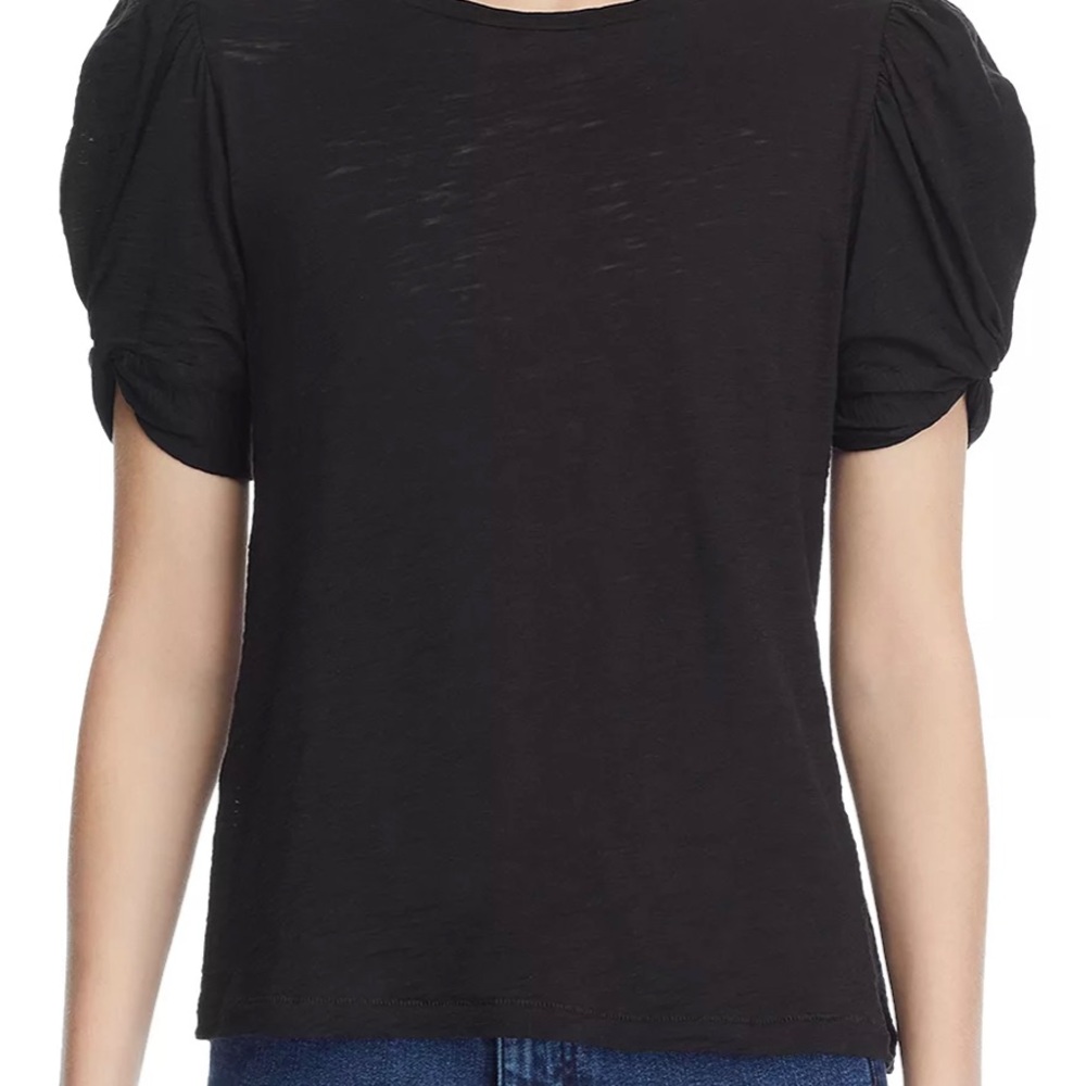 Sanctuary Black Short Sleeved Tee Puff Sleeve